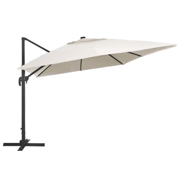 vidaXL Hengende hageparasoll med LED og aluminiumsstang 400x300cm sand