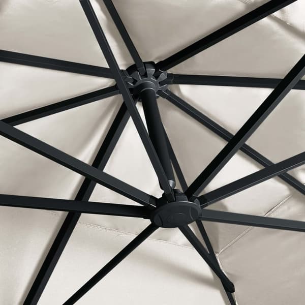 vidaXL Hengende hageparasoll med LED og aluminiumsstang 400x300cm sand