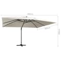 Miniatyrbilde 9 av 9: vidaXL Hengende hageparasoll med LED og aluminiumsstang 400x300cm sand