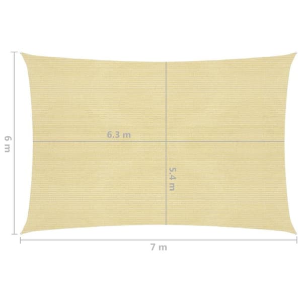 vidaXL Solseil 160 g/m² beige 6x7 m HDPE