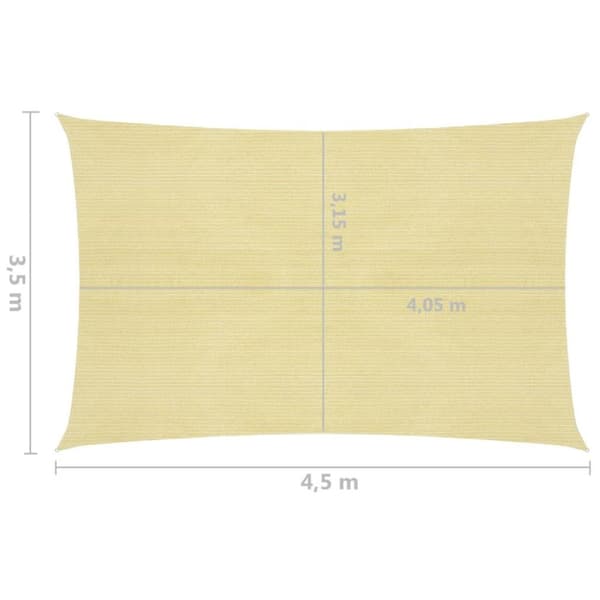 vidaXL solsejl 160 g/m² 3,5x4,5 m HDPE beige