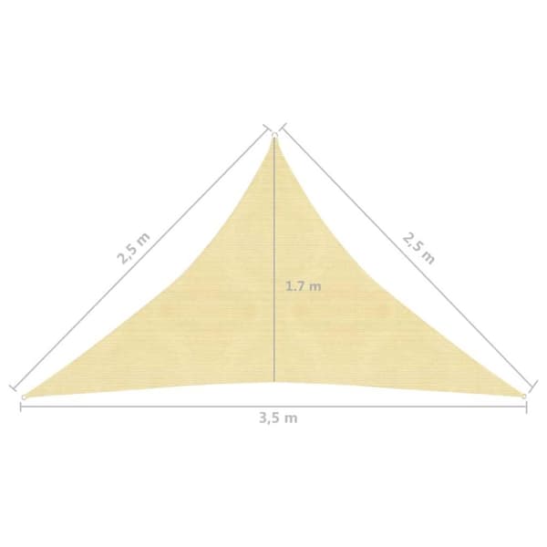 vidaXL Solseil 160 g/m² beige 2,5x2,5x3,5 m HDPE