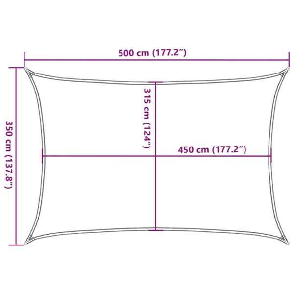 vidaXL solsejl 160 g/m² 3,5x5 m HDPE hvid