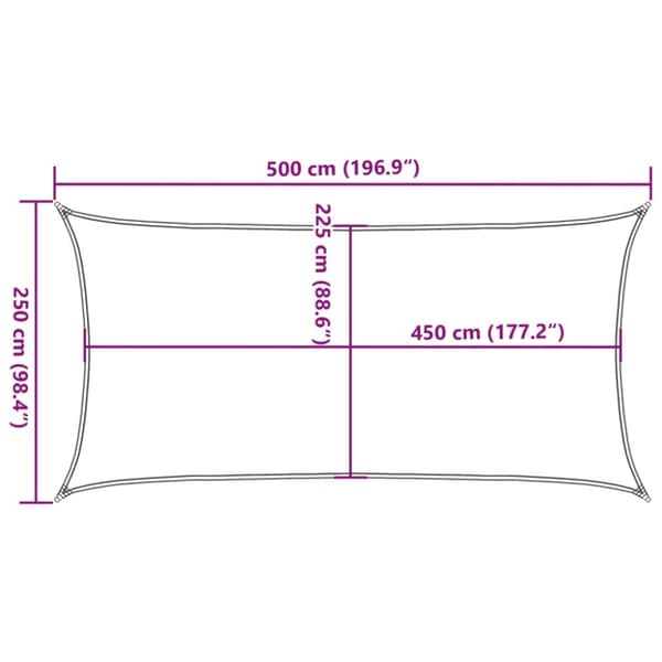 vidaXL solsejl 2,5x5 m 160 g/m² HDPE cremefarvet