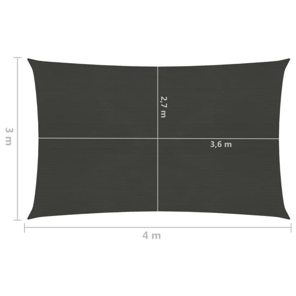 vidaXL solsejl 3x4 m 160 g/m² HDPE antracitgrå
