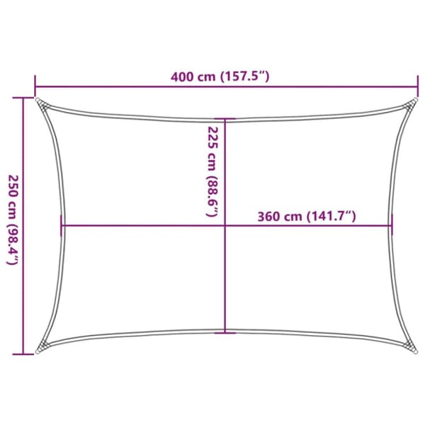 vidaXL solsejl 2,5x4 m 160 g/m² HDPE cremefarvet
