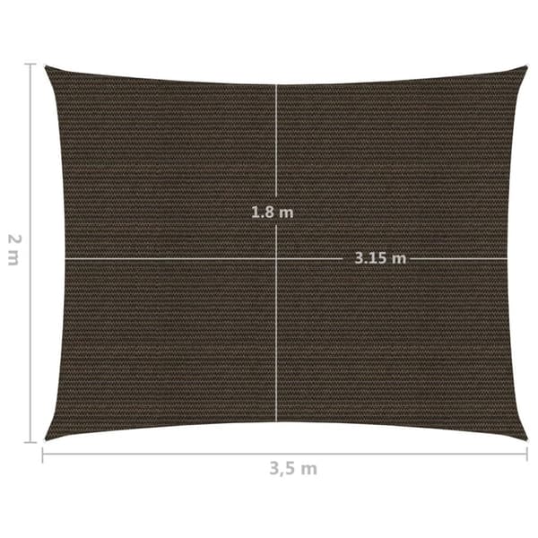vidaXL solsejl 2x3,5 m 160 g/m² HDPE brun