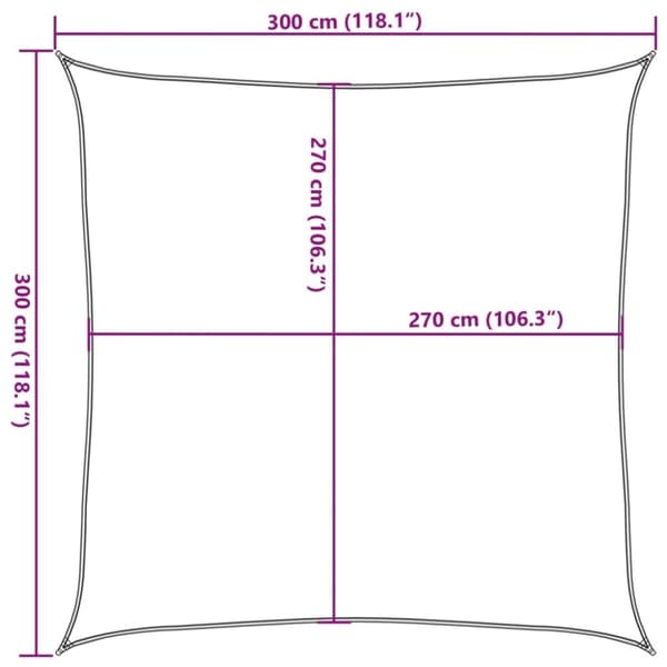 vidaXL Solseil 160 g/m² antrasitt 3x3 m HDPE