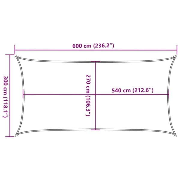 vidaXL solsejl 3x6 m 160 g/m² HDPE antracitgrå