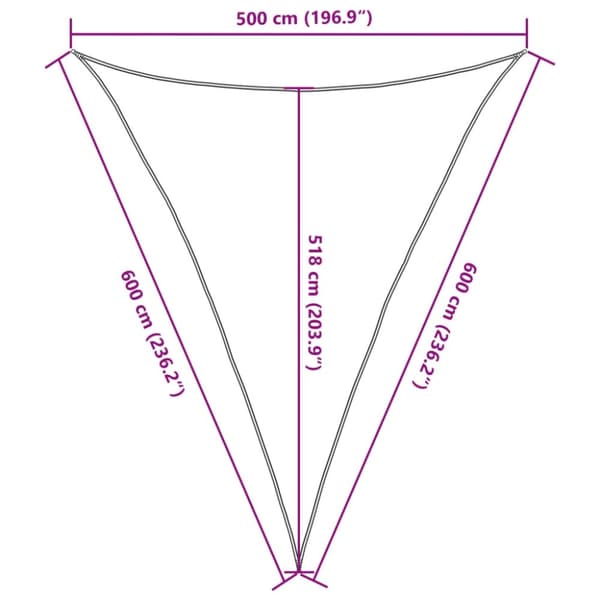 vidaXL Solseil 160 g/m² hvit 5x6x6 m HDPE