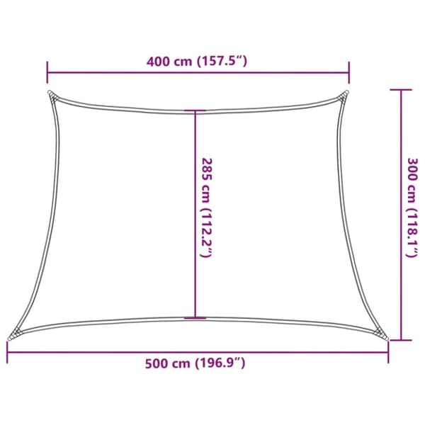 vidaXL Solseil 160 g/m² hvit 4/5x3 m HDPE
