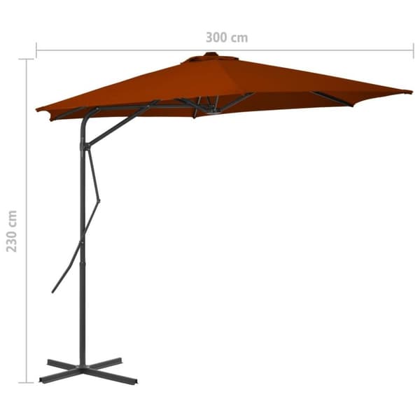 vidaXL Hageparasoll med stålstang terrakotta 300x230 cm