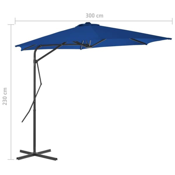 vidaXL Hageparasoll med stålstang blå 300x230 cm
