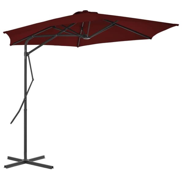 vidaXL Parasoll med stålstang vinrød 300x230 cm