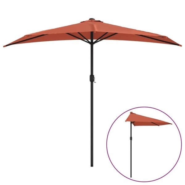 vidaXL Balkongparasoll aluminiumsstang terrakotta 270x144x222 cm halv