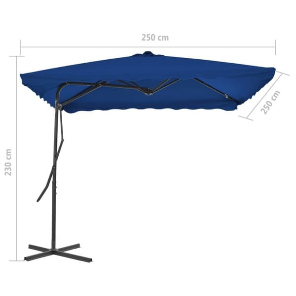 vidaXL haveparasol med stålstang 250x250x230 cm cm blå