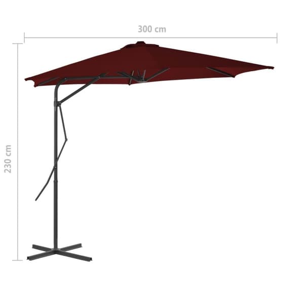 vidaXL Aurinkovarjo terästolpalla 300x230 cm viininpunainen