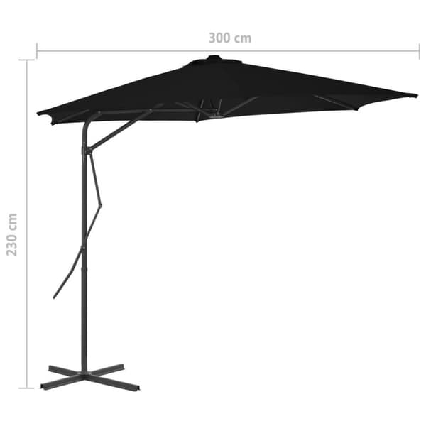 vidaXL Aurinkovarjo terästangolla 300x230 cm musta