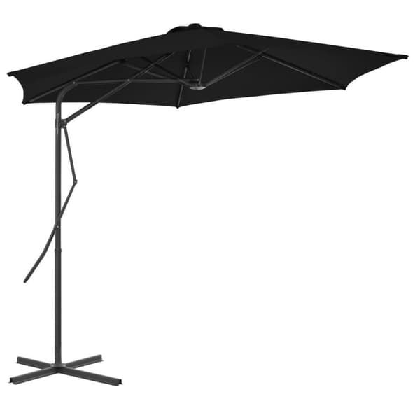 vidaXL Aurinkovarjo terästangolla 300x230 cm musta