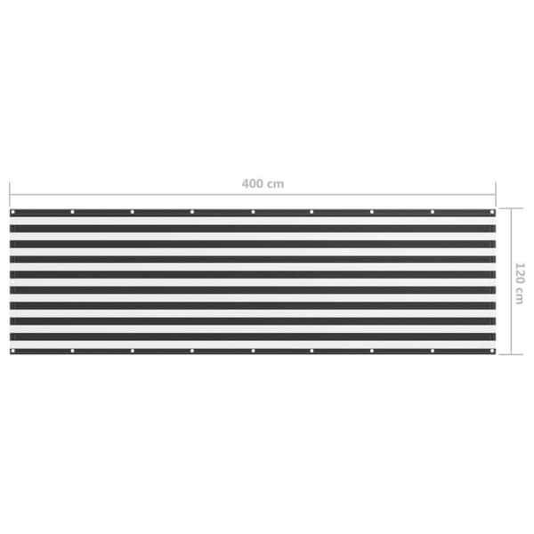 vidaXL Balkongskärm antracit och vit 120x400 cm oxfordtyg