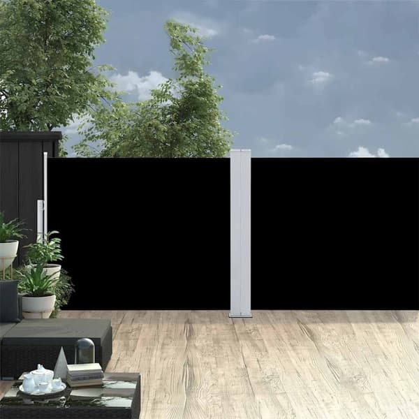 vidaXL Uttrekkbar sidemarkise 140x1200 cm svart