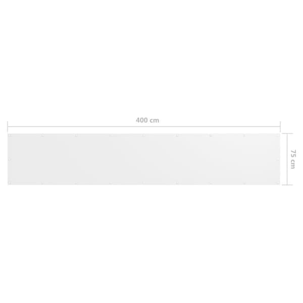 vidaXL Balkongskjerm hvit 75x400 cm oxfordstoff