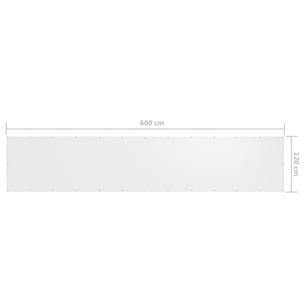 vidaXL Balkongskjerm hvit 120x600 cm oxfordstoff