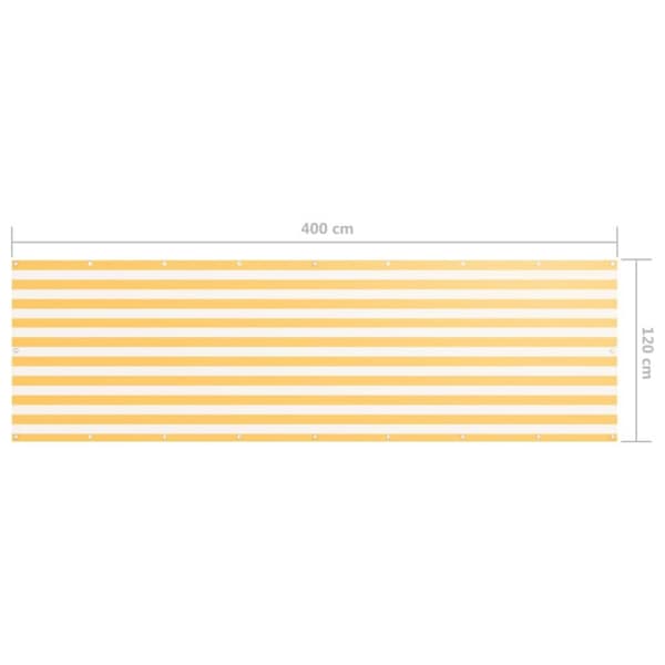 vidaXL Balkongskjerm hvit og gul 120x400 cm oxfordstoff