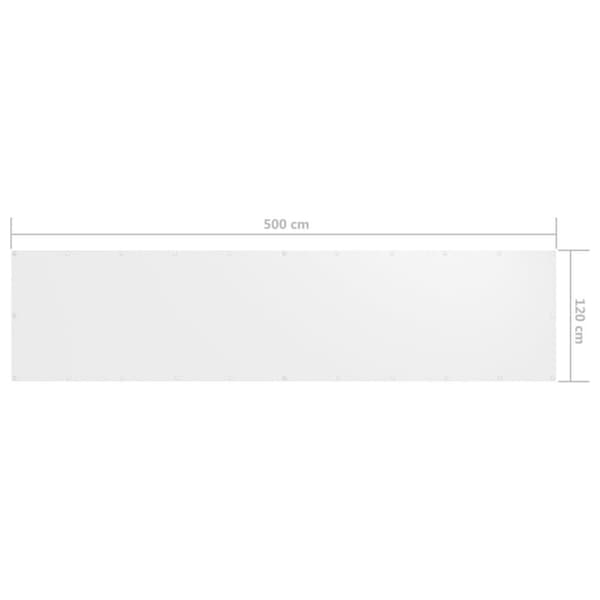 vidaXL Parvekkeen suoja valkoinen 120x500 cm Oxford kangas