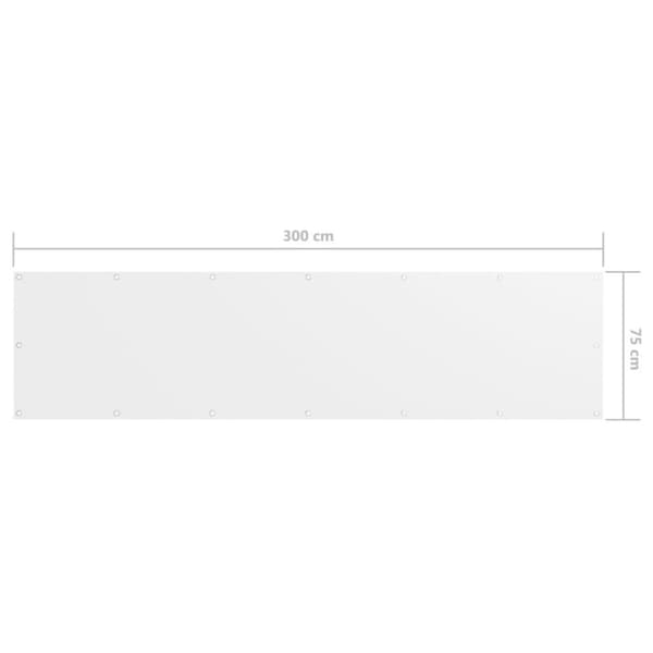 vidaXL Parvekkeen suoja valkoinen 75x300 cm Oxford kangas
