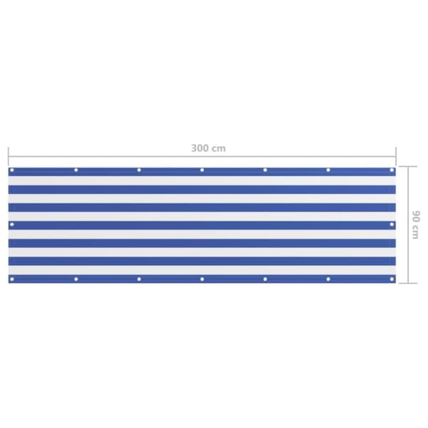 vidaXL altanafskærmning 90x300 cm oxfordstof hvid og blå