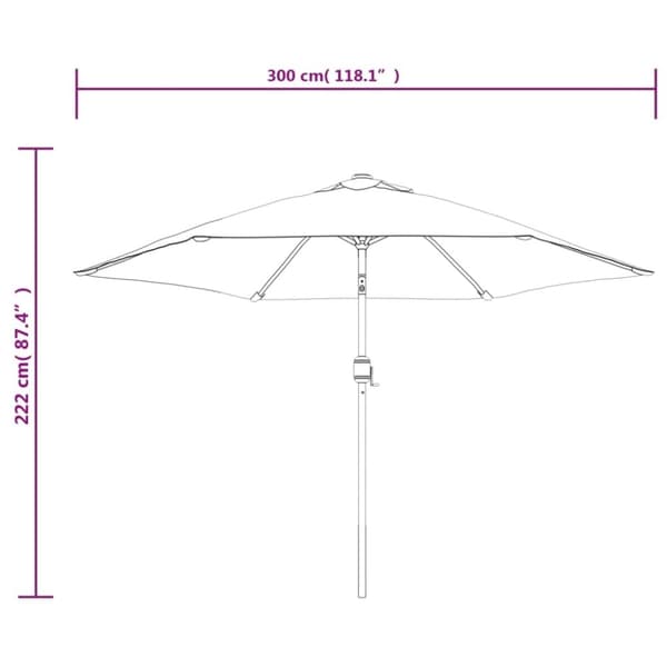 vidaXL Puutarha-aurinkovarjo metallitolpalla viininpunainen 300 cm