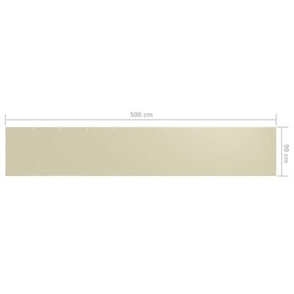 vidaXL Balkongskjerm kremhvit 90x500 cm oxfordstoff