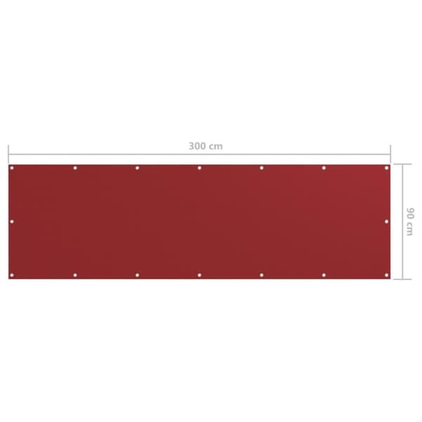 vidaXL Balkongskjerm rød 90x300 cm oxfordstoff