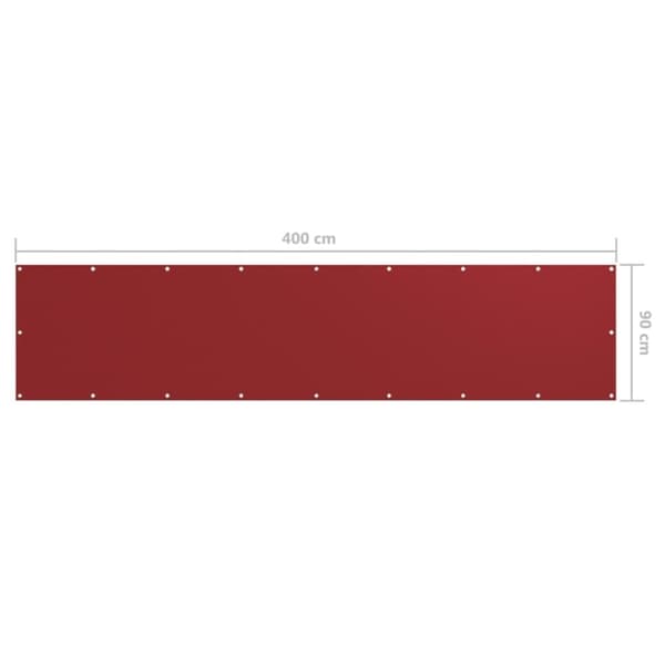 vidaXL Balkongskärm röd 90x400 cm oxfordtyg