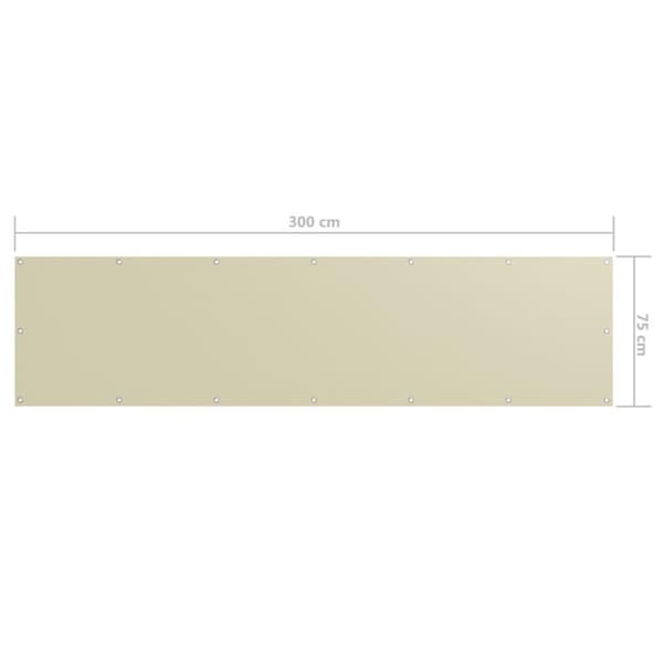 vidaXL Balkongskärm gräddvit 75x300 cm oxfordtyg