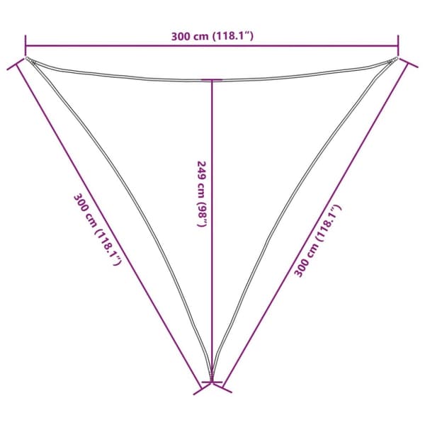 vidaXL Solseil oxfordstoff trekantet 3x3x3 m hvit
