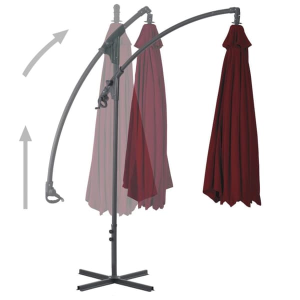 vidaXL hængeparasol 250x250 cm stålstang vinrød