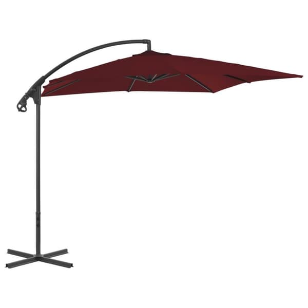 vidaXL hængeparasol 250x250 cm stålstang vinrød