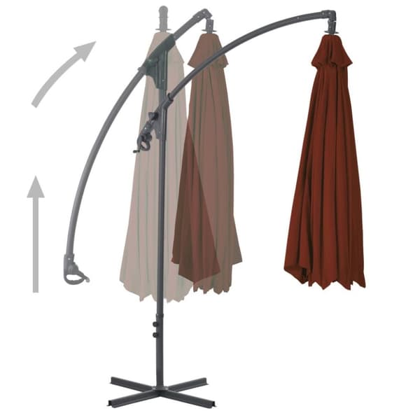 vidaXL Hengende hageparasoll med stålstang 250x250 cm terrakotta