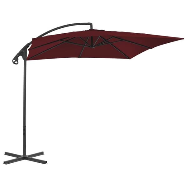 vidaXL Hengende hageparasoll med stålstang 250x250 cm vinrød