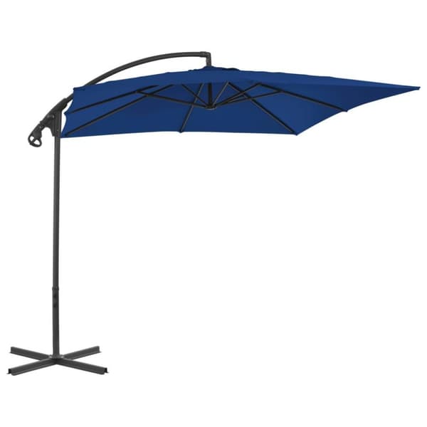 vidaXL Hengende hageparasoll med stålstang 250x250 cm asurblå