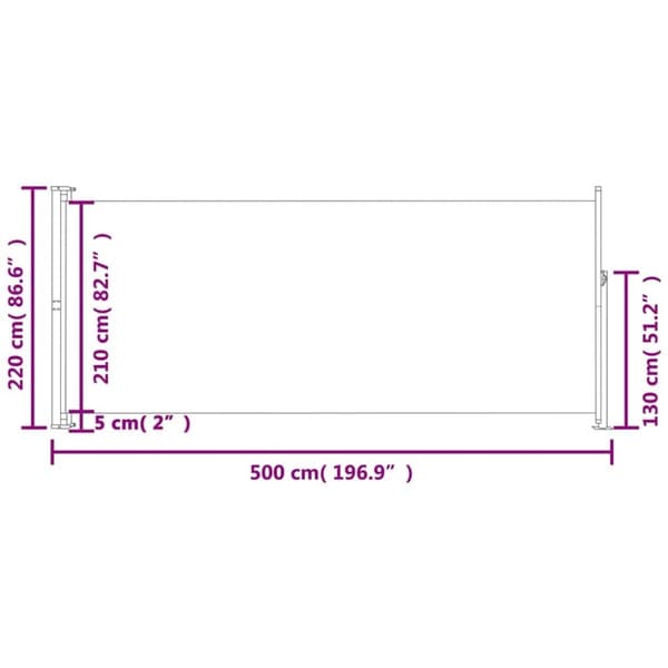 vidaXL Uttrekkbar sidemarkise 220x500 cm grå