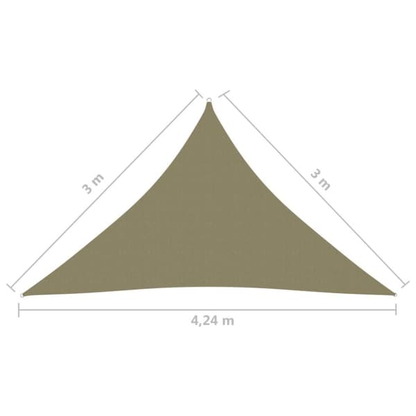 vidaXL Solseil oxfordstoff trekantet 3x3x4,24 m beige
