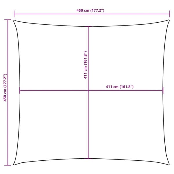vidaXL Solseil oxfordstoff kvadratisk 4,5x4,5 m hvit
