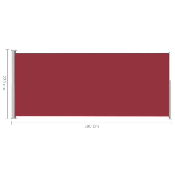 vidaXL Infällbar sidomarkis 220x500 cm röd