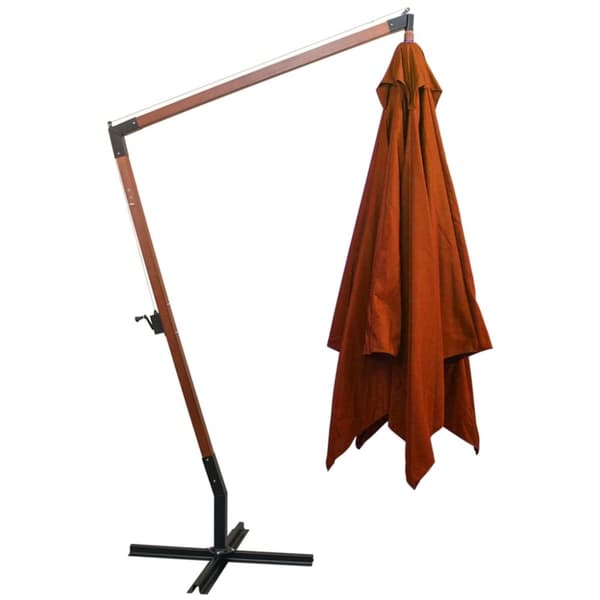 vidaXL Hengende parasoll med stolpe terrakotta 3x3 m heltre gran
