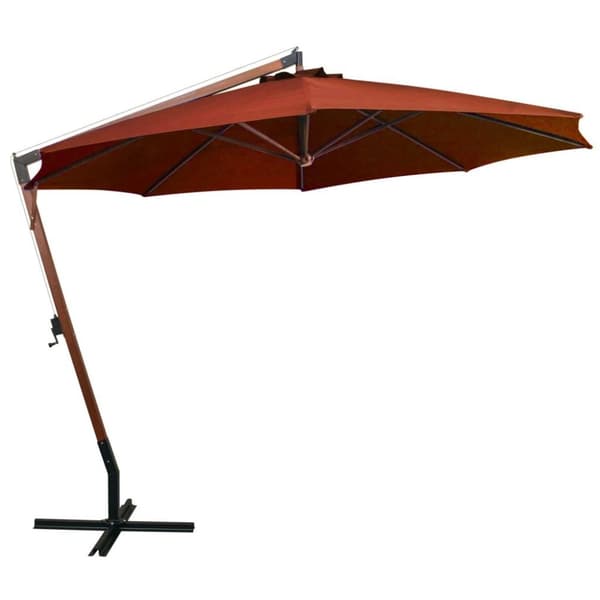 vidaXL Hängande parasoll med stolpe terrakotta 3,5x2,9 m granträ