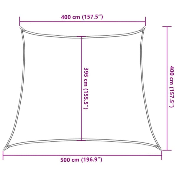 vidaXL Solseil 160 g/m² hvit 4/5x4 m HDPE