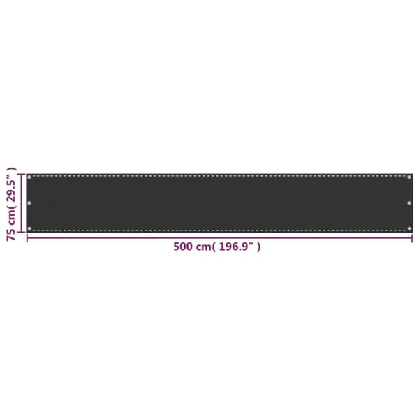 vidaXL Parvekkeen suoja HDPE 75x500 cm antrasiitti